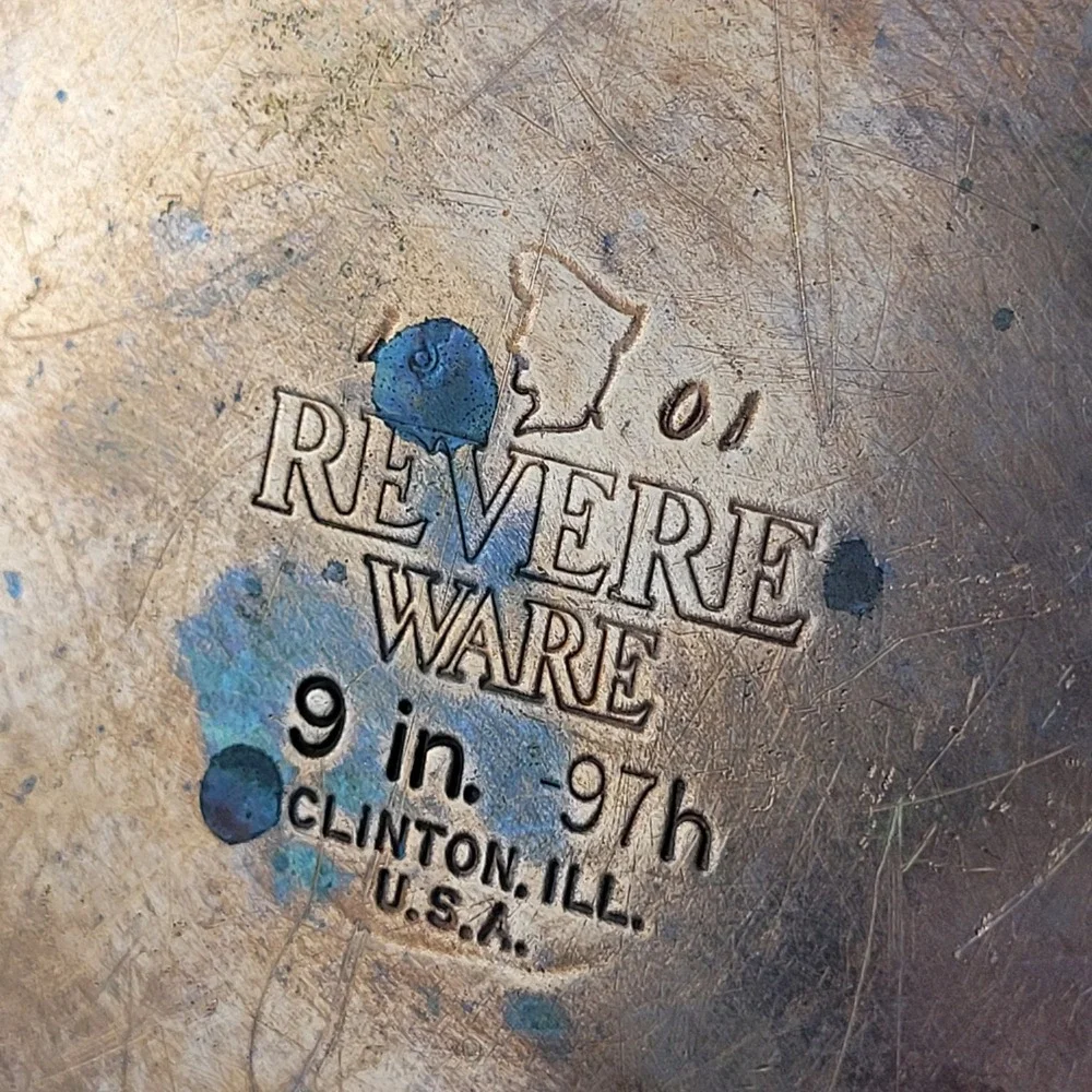 Revere Ware 9 Inch Skillet Pan Silver Copper Bottom 97h Vintage Made in USA